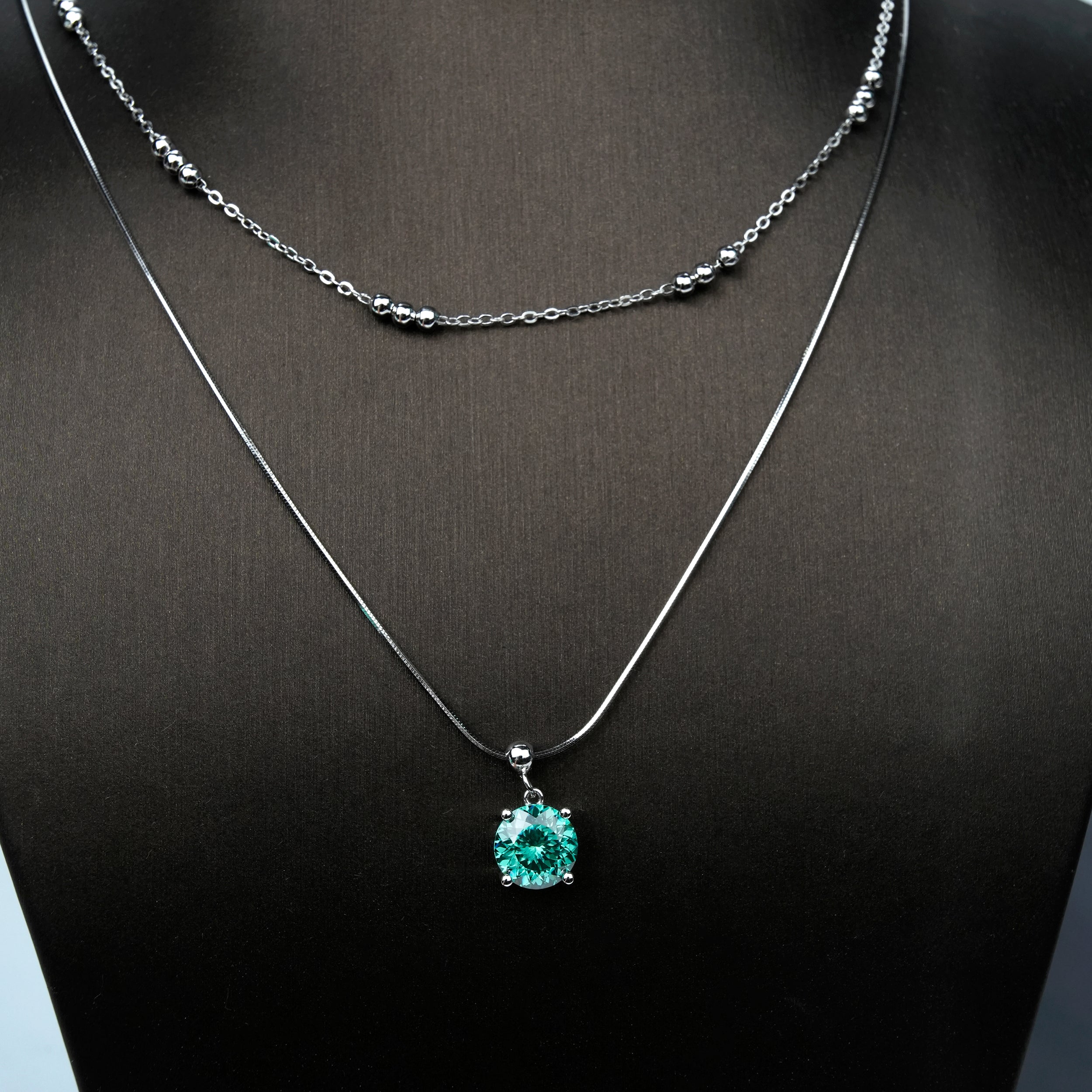 Mint Aura Moissanite Necklace
